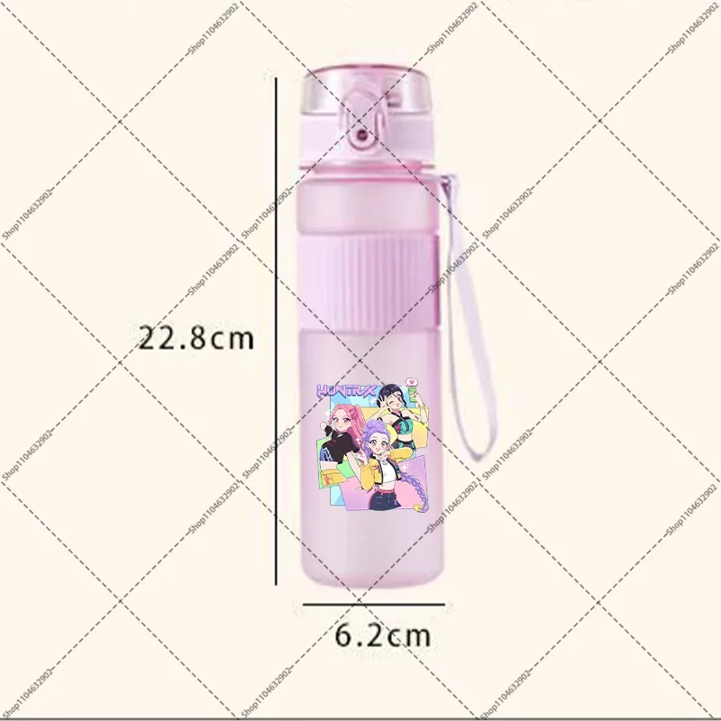 Botella de agua KPop Demon Hunters de 550ML, patrón de dibujos animados de Anime impreso, lindas botellas deportivas para exteriores para niños y niñas, regalos de fiesta de cumpleaños