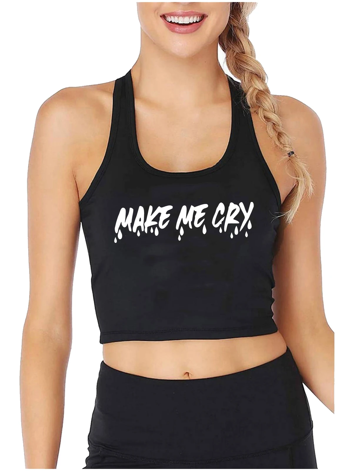 

Make Me Cry Design Cotton Sexy Fit Crop Top Hotwife Humor Fun Flirting Style Tank Tops Swinger Naughty Training Camisole