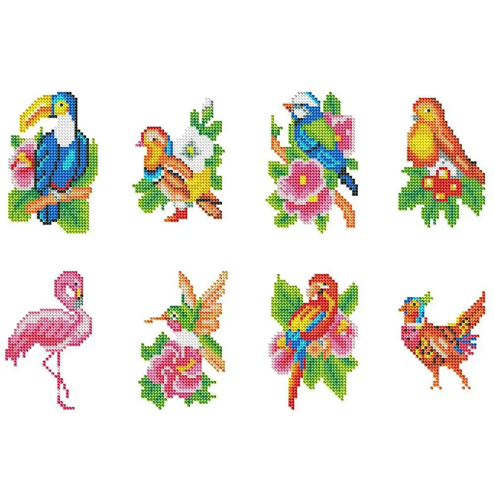 8pc Mini Diamant Malerei Tier Flamingo Vogel Kit Volle Runde Diamant Mosaik Cartoon Blume Strass Bilder Urlaub Geschenke