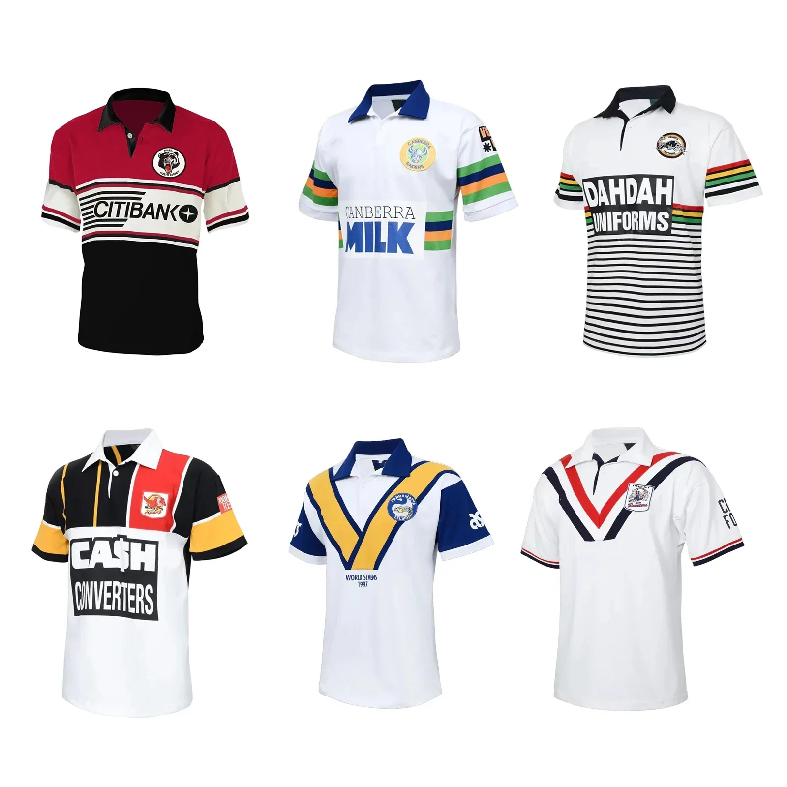 Retro  Panthers Roosters Raiders Bears Reds Eels Mens Rugby Jersey  Customize