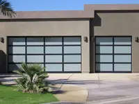 Waterproof Automatic Garage Door Black Aluminum Framed Frosted Glass Sectional Residential Garage Screen Door with Motor 2