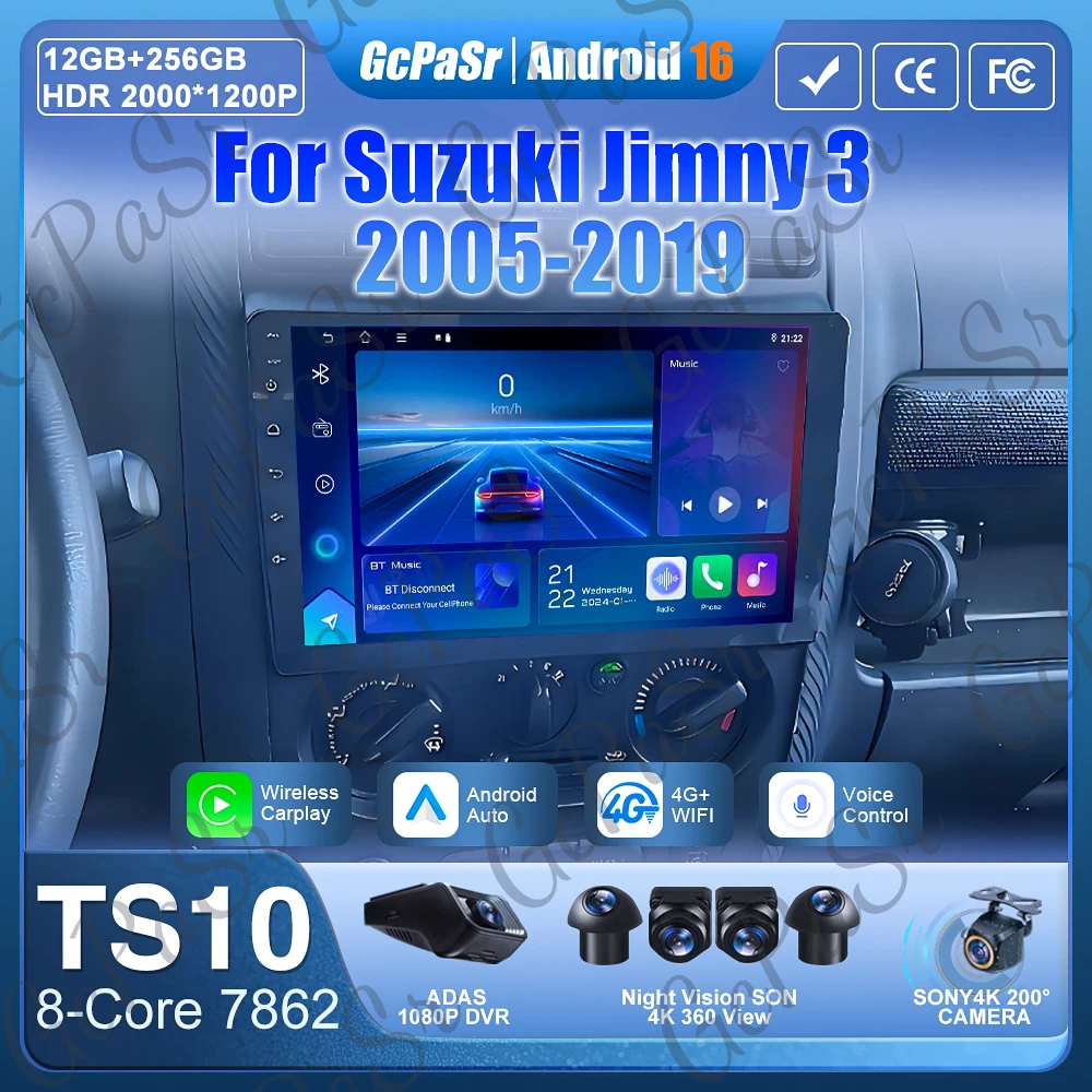 

For Suzuki Jimny 3 2005-2016 2017 2018 2019 Android 15 Car Radio Video GPS Navigation Carplay Stereo Car Monitor 2k No 2din DSP