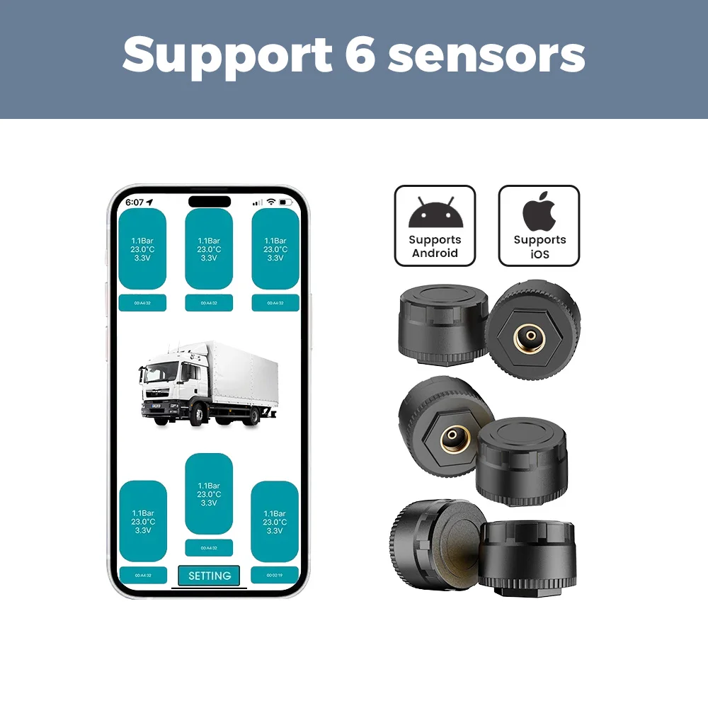 Bezprzewodowy system monitorowania ciśnienia w oponach Navifly TPMS BT 5.4 IP67 dla IOS Android Motocykl Ciężarówka Samochód Czujnik ciśnienia w oponach — 2