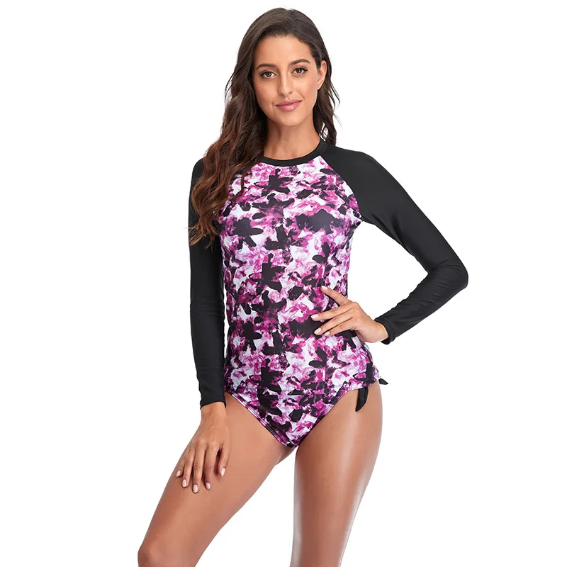 

Cross-Border Sports Conservative Long Sve Surf Suit Scuba Dive Separate Women's Slim Fit Swimming Costume High Waist orts