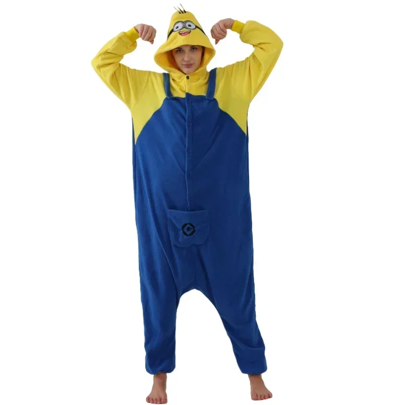 2026 Anime Despicable Me Minions Fleece Pajamas Cartoon Jumpsuit Minions Onesie Sleepwear Adult Home Clothes Halloween Costume - view 3
