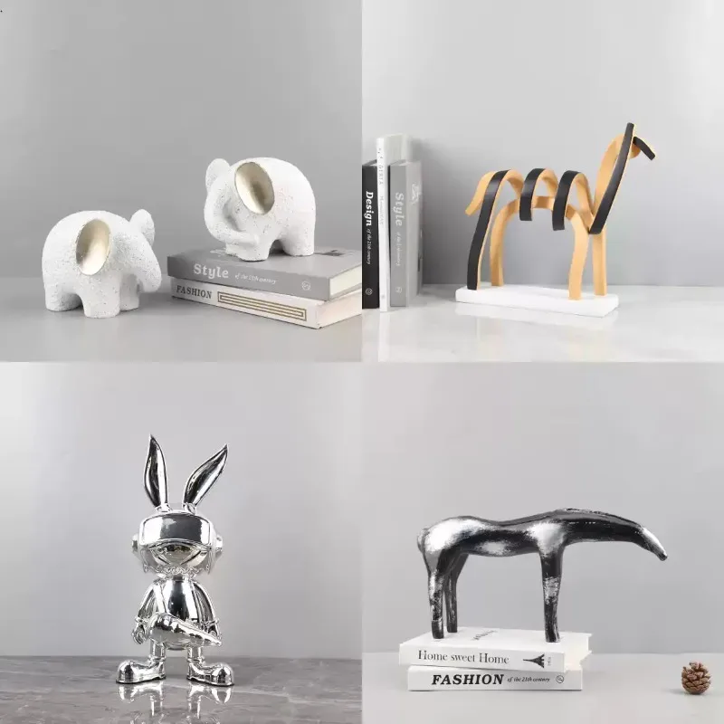Creative Abstract Art Resin Animal Sculpture Ornament Porch Study TV Cabinet Soft Home Decoration