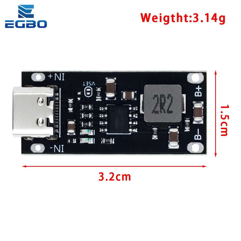 5PCS Type-C USB Input High Current EGBO 3A Polymer Ternary Lithium Battery Quick Fast Charging Board IP2312 CC/CV Mode 5V To4.2V