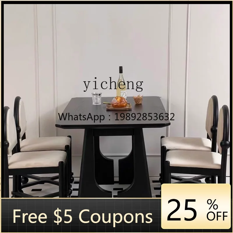 Dining Tables and Chairs Set Solid Wood Vintage Cream Style High-End Small Apartment Dining Table Home