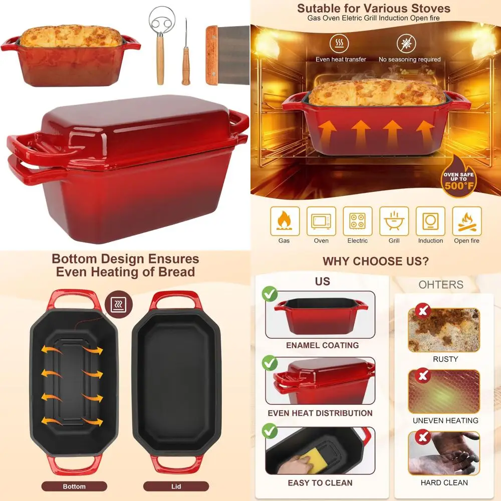 

Чугунная голландская духовка с крышкой для сковороды для предварительно приправленной выпечки хлеба и навычного приготовления пищи