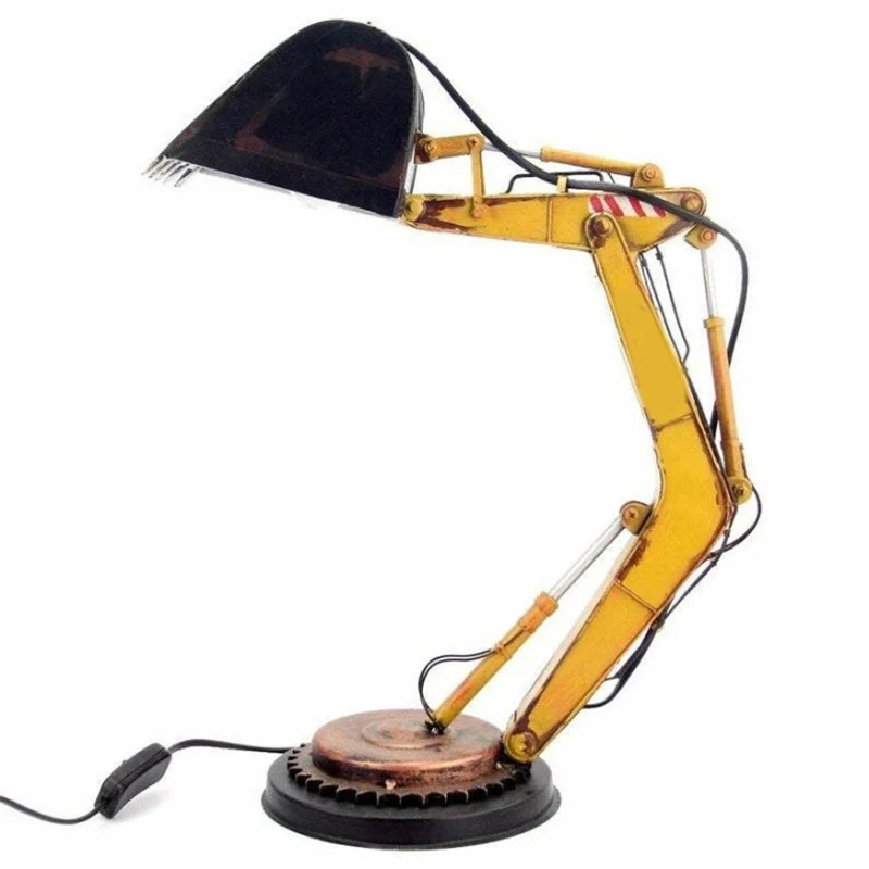 Desk Lamp Vintage Iron Excavator Model LED Night Stand Lamp Bedside Bedroom Table Decor Retro Table Light YN17