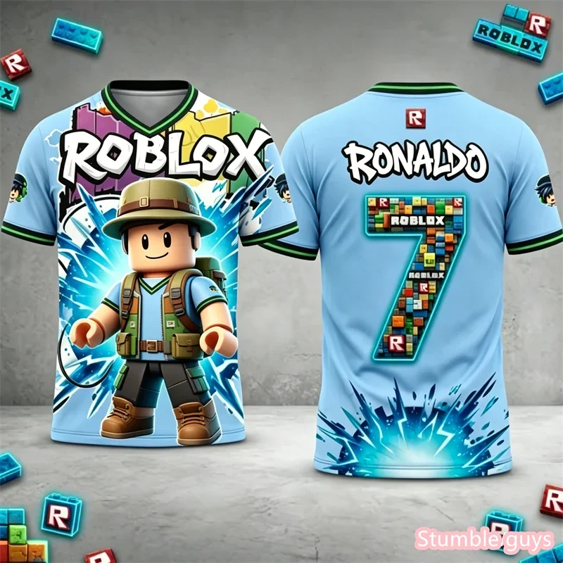 

Summer Fashion Roblox Tee For Boys Anime Casual Kids Girls Short Sleeve T-Shirt Game Character Print Kids Daily Tops