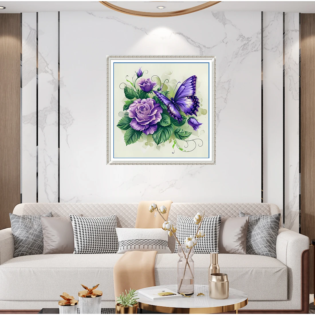 Flowers and Butterflies Printed Cross Stitch Kits DIY Set Living Room Decoration Paintings New Crafts Handmade Embroidery Kit