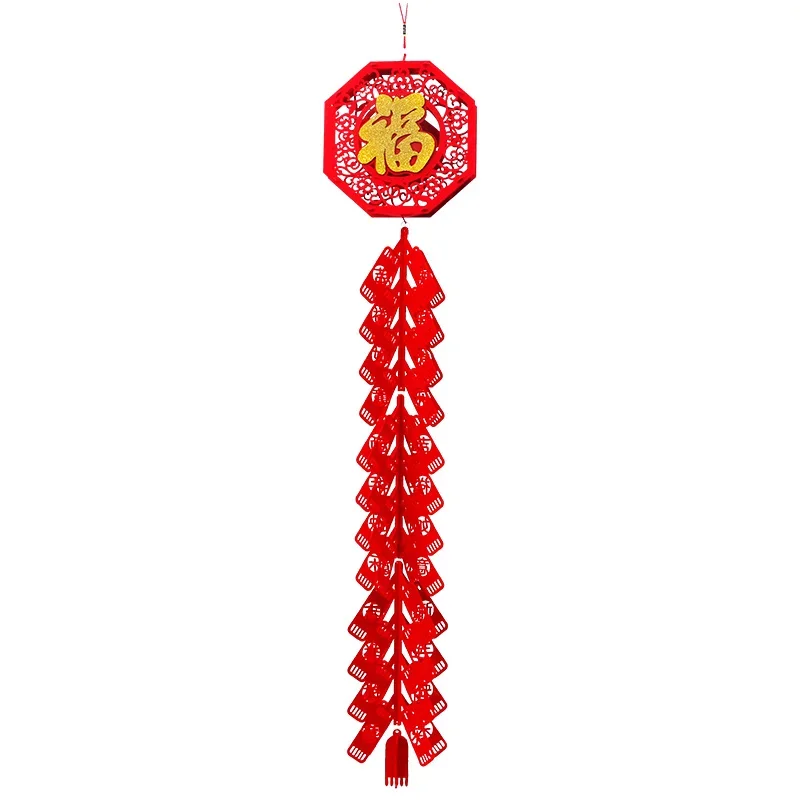 New Year non-woven fabric firecracker string blessing character three-dimensional pendant decoration