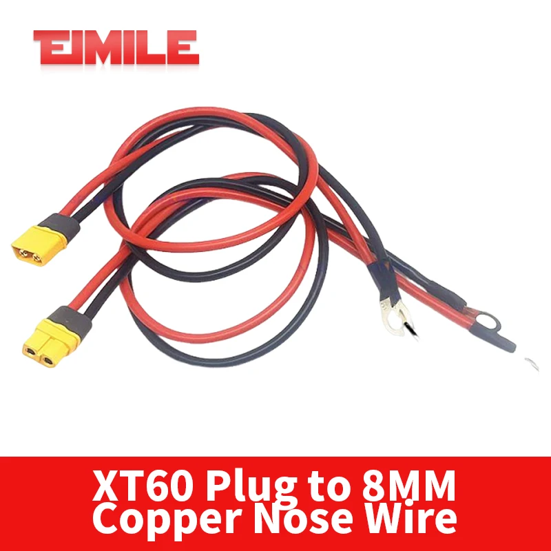 XT60 Male/Female Plug to 8MM Copper Nose/O-type Terminal Connector Wire Electric Vehicle Battery Adapter Cable F Model Aircraft