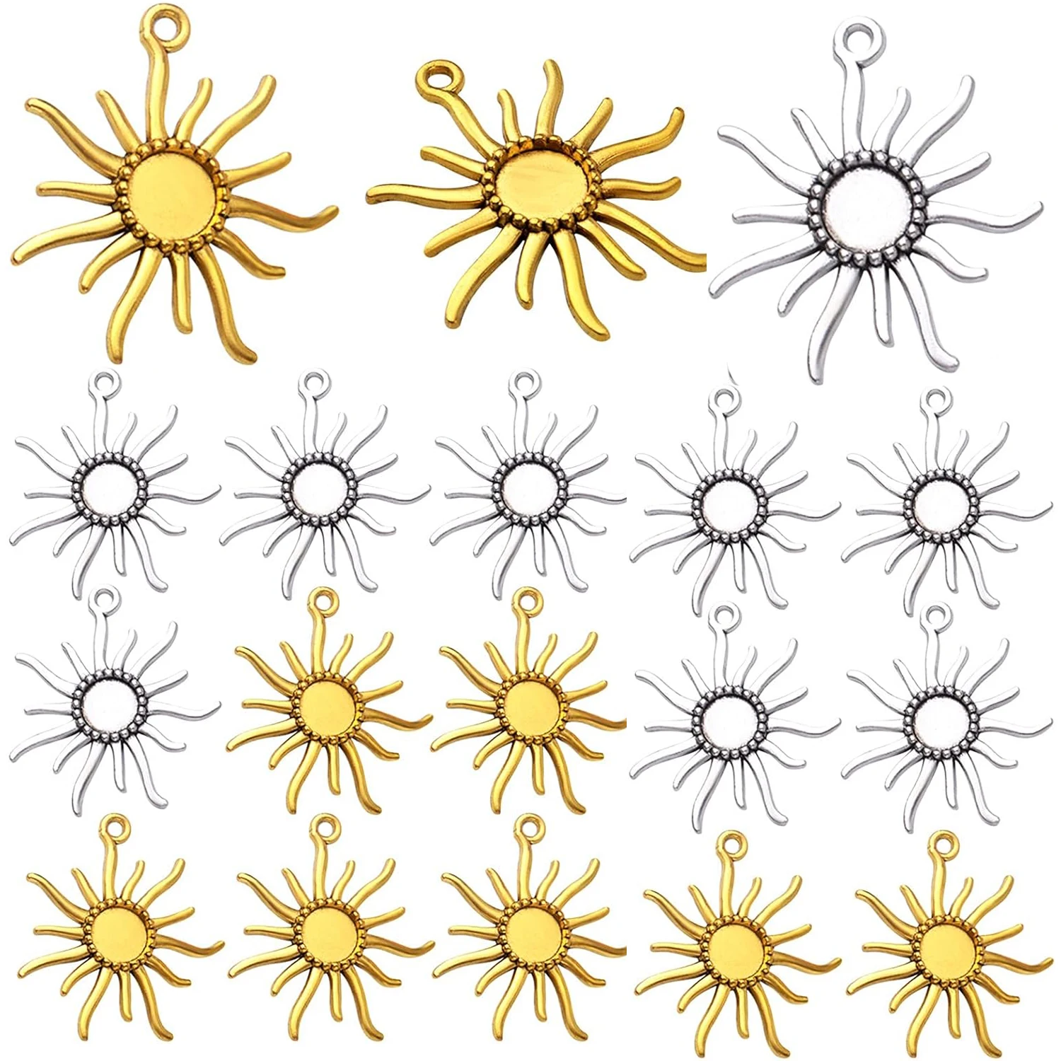

20 шт. круглых заготовок для кулонов в форме солнца, основы из сплава, оправы для кабошонов, рамки для камеи, подвески-шармы для рукоделия и изготовления ювелирных изделий