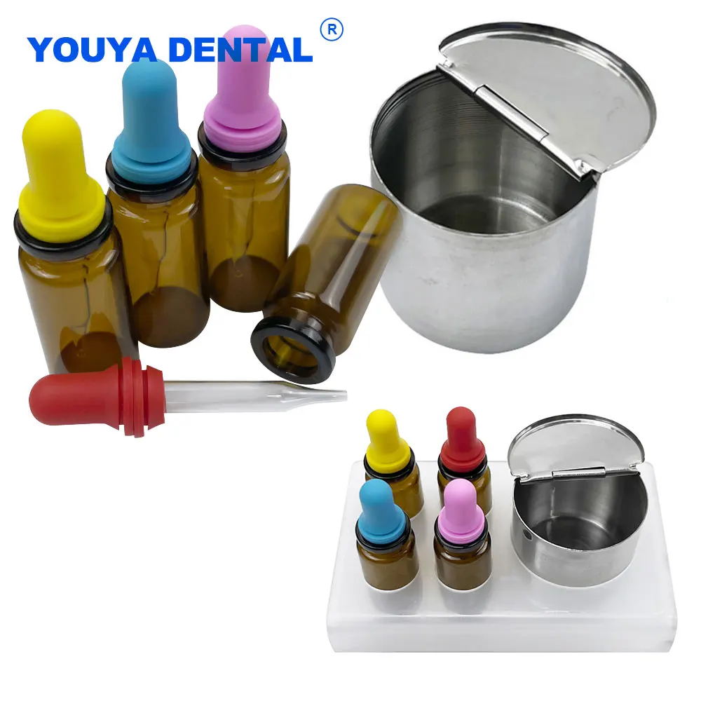 Stainless Steel Medical Dental Cotton Tank Cap Amber Glass Dropper Bottle Medicine Management Dentistry Lab Surgical Tools