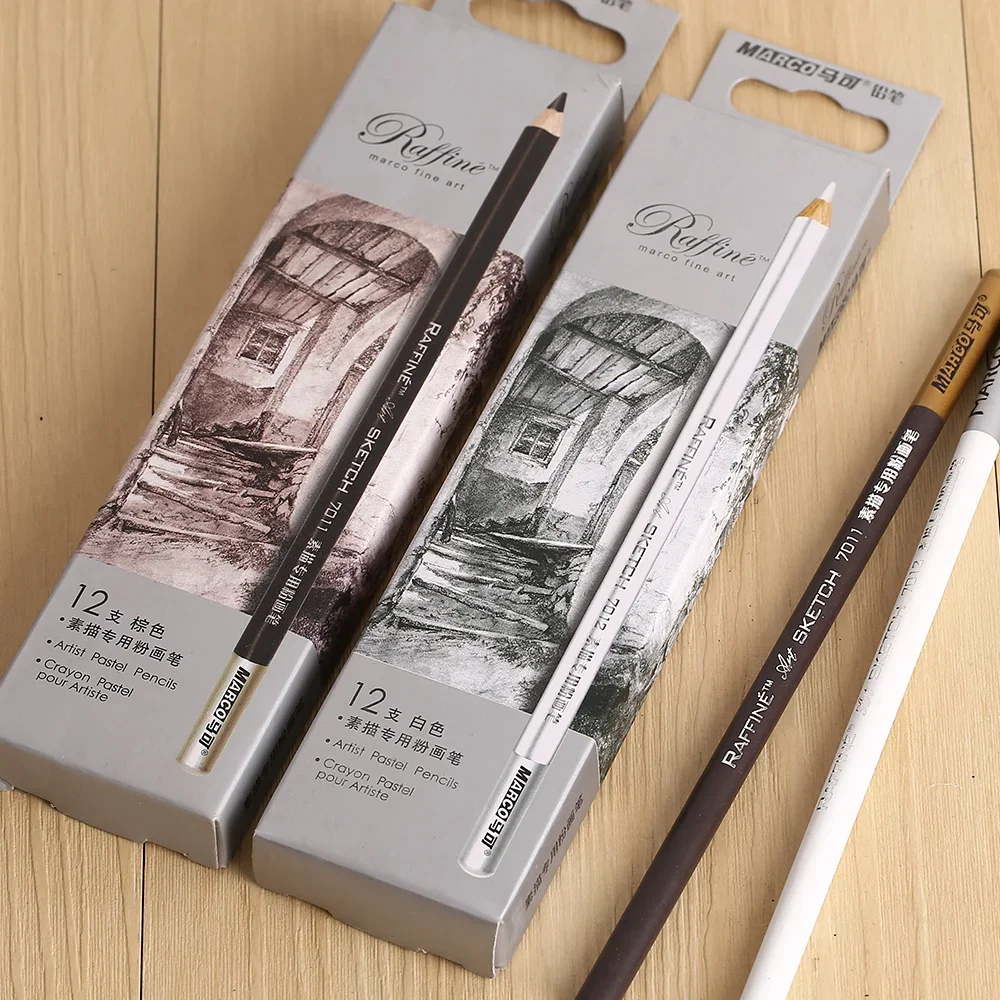 MARCO Raffine 7011/7012 Professional Drawing Sketch Pastel Pencil 12pcs/set Sketch Charcoal Brown Pencils 7011 Art Supplies