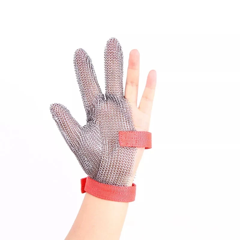 XYEHS RTCMG02 Level 5 Stainless Steel Cut Resistant Glove Food Grade Three-Finger Anti-Cut Mesh Chain Glove Industrial