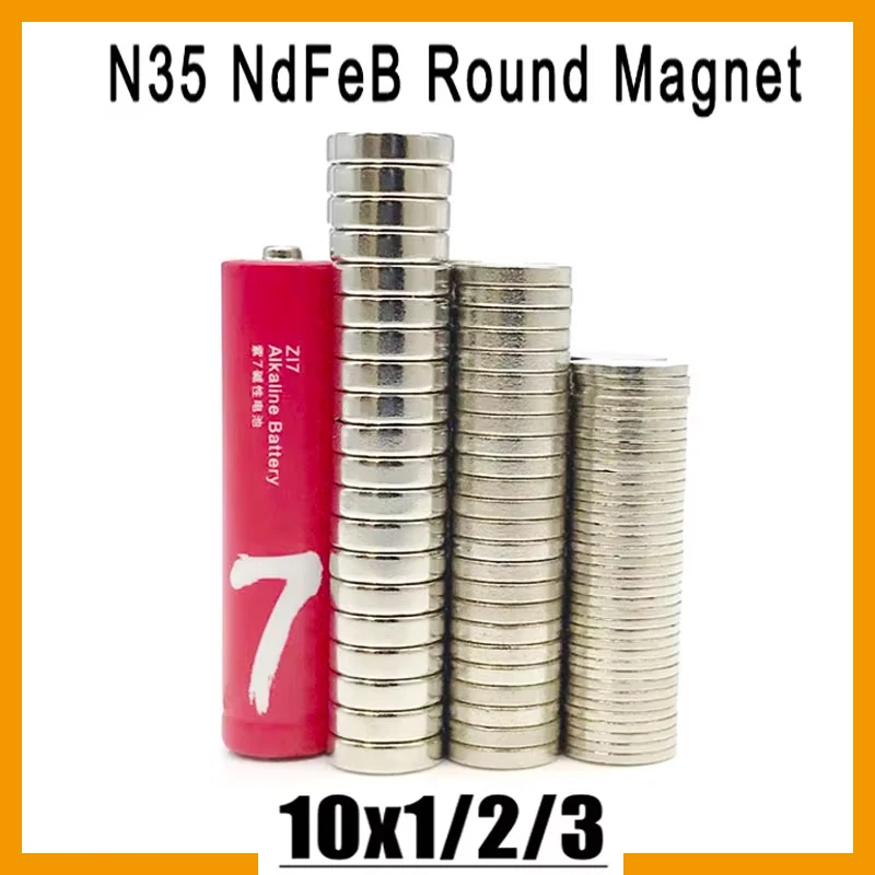 10x1 10x2 10x3mm 10/20/50/100/200/500Pcs Small Round Strong N35 Neodymium Magnetic Steel Powerful Magnet Imanes 10*1 10*2 10*3