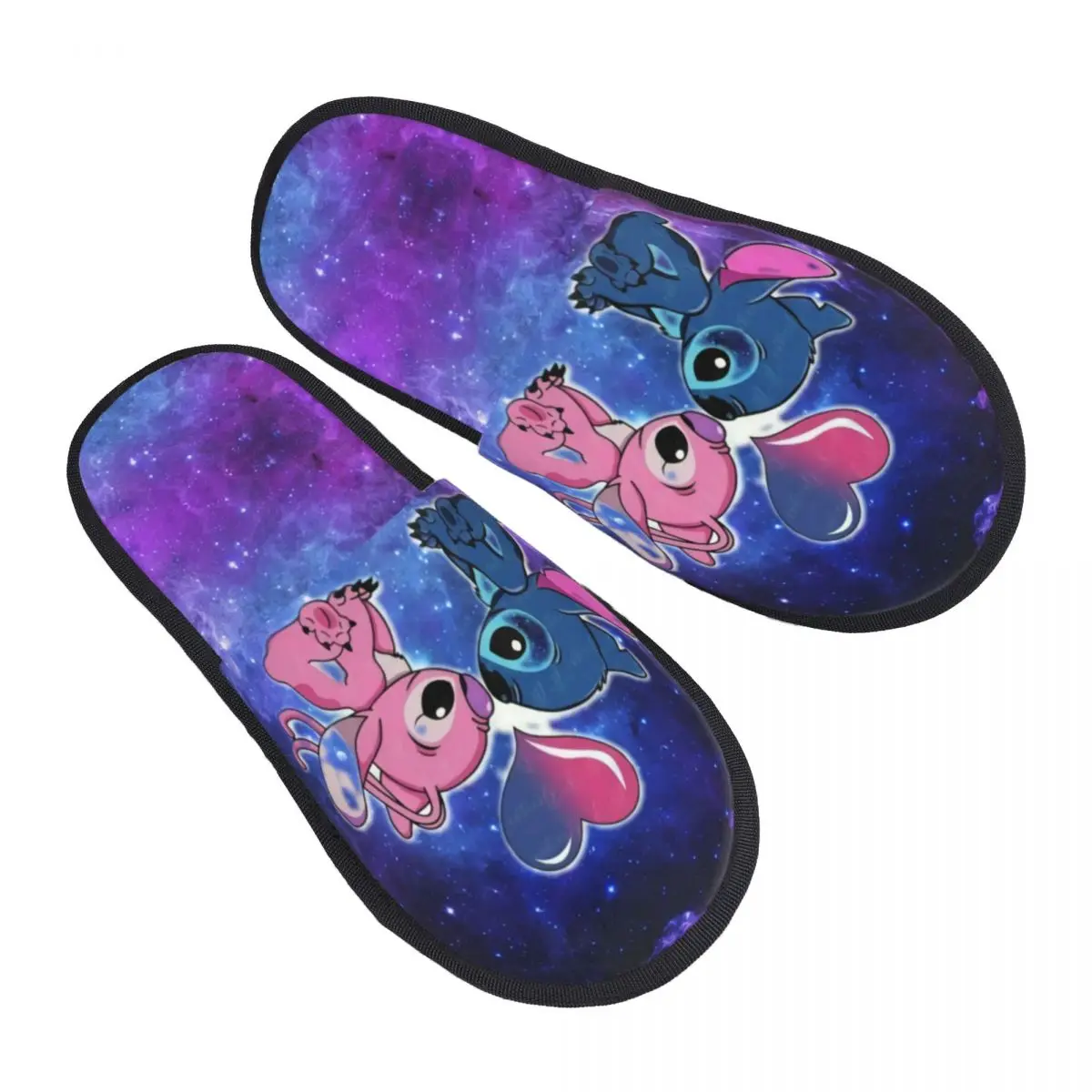 

Custom Stitch Angel Love Heart Cartoon Anime Memory Foam Slippers Women Soft Warm House Slippers
