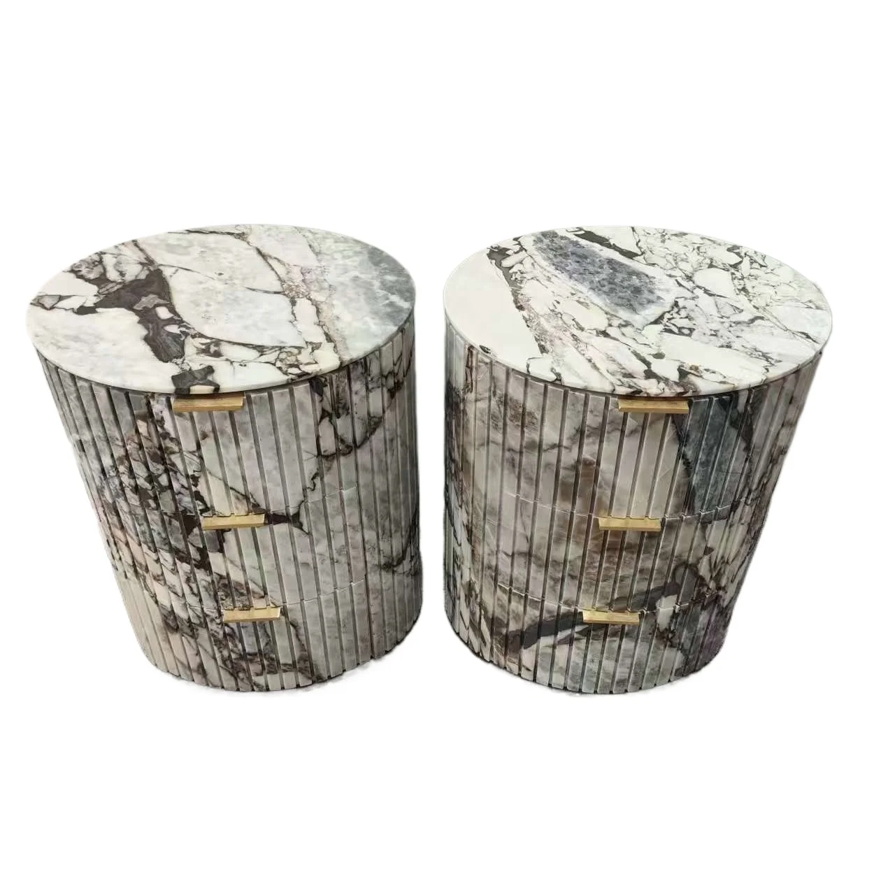 Modern luxury style natural marble side table with drawers marble coffee table living room center furniture bedside table