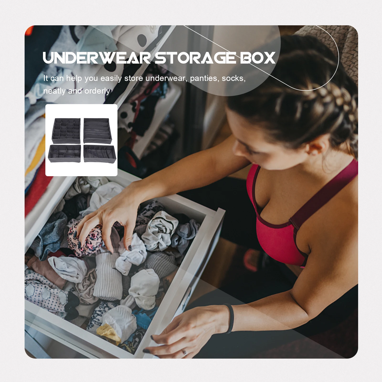 

4 Pcs Non Woven Fabric Underwear Sock Organizer Storage Boxes Drawer Dresser Closet Dividers Lingerie Container Household