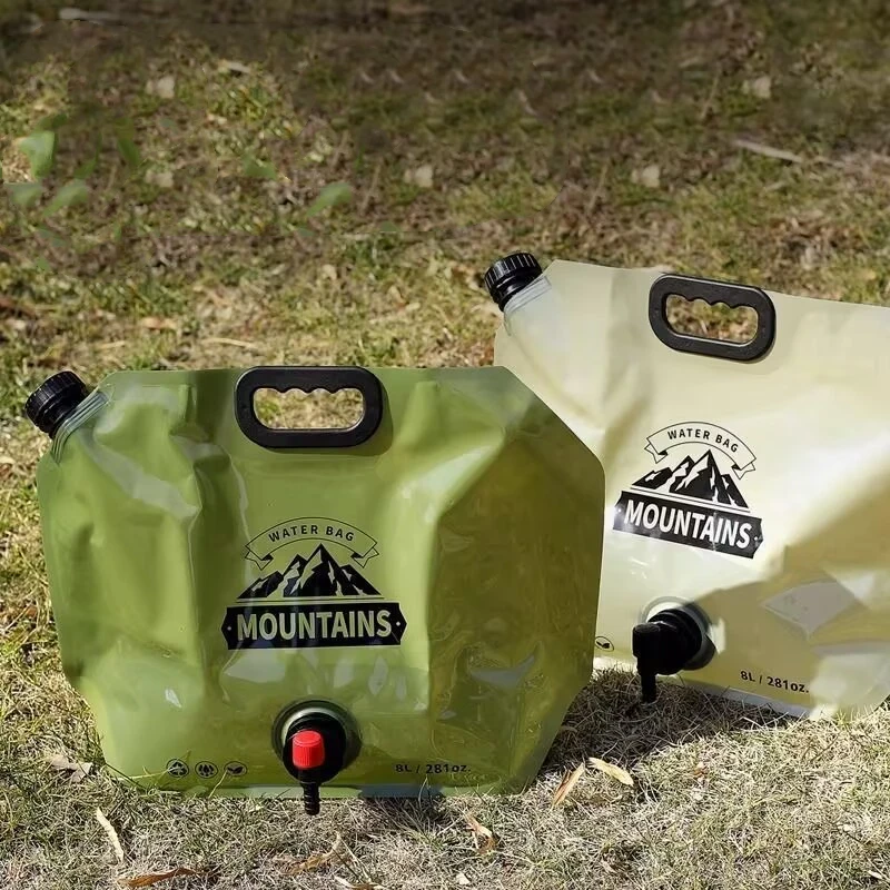

8L Portable Water Bag Folding Bucket Container Jug Bottle Pouch Outdoor Travel Camping with Handle Camping Supplies with Faucet