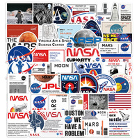 50Pcs New NASA Astronaut Space Station Cartoon Stickers Moon Rocket Space Luggage Graffiti Stickers