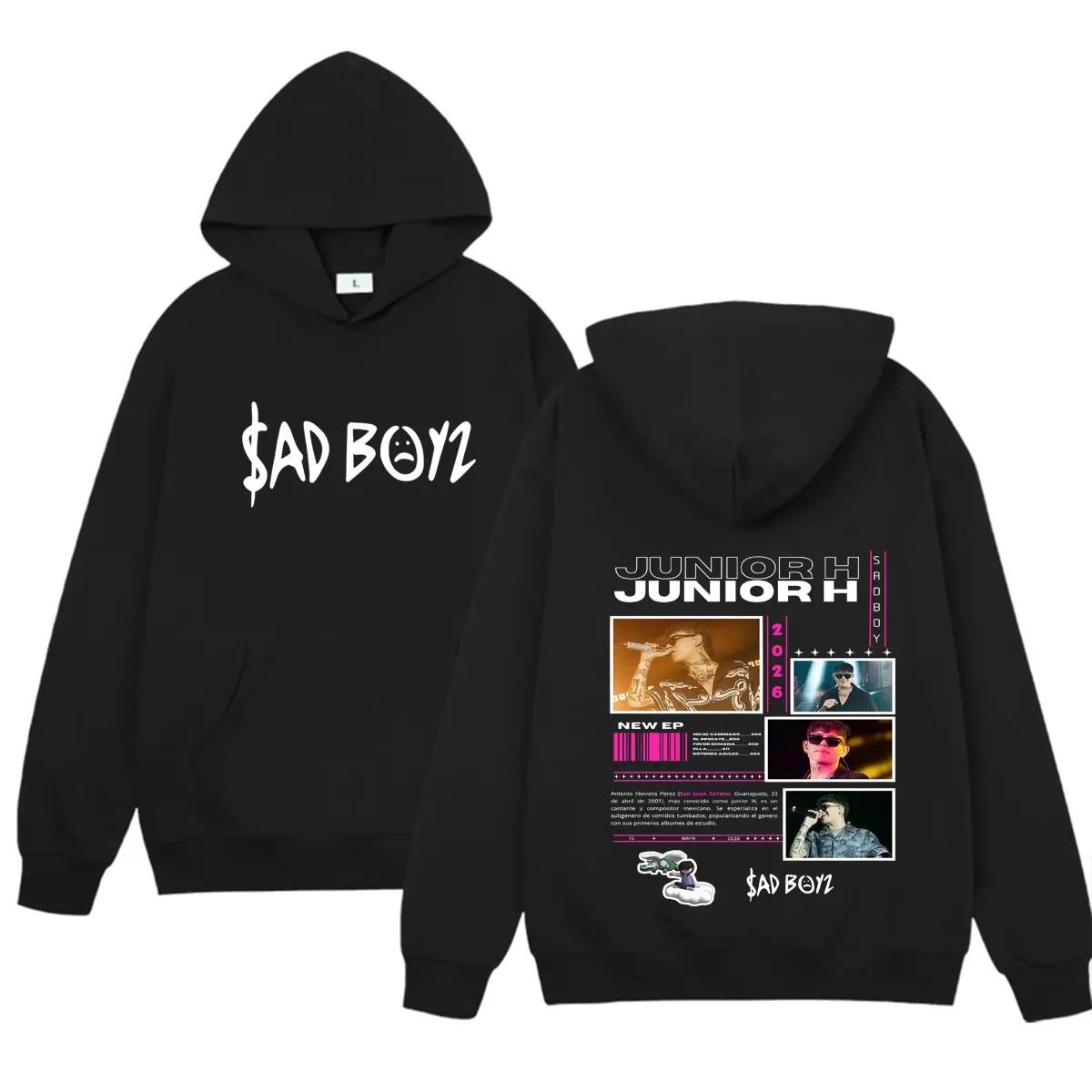 

Singer Junior H Sad Boyz 2026 Fashion Merch Hoodie Mens Women Hot Sale Y2K Oversized Cozy Casual Pullover 90s Sweatshirts Unisex
