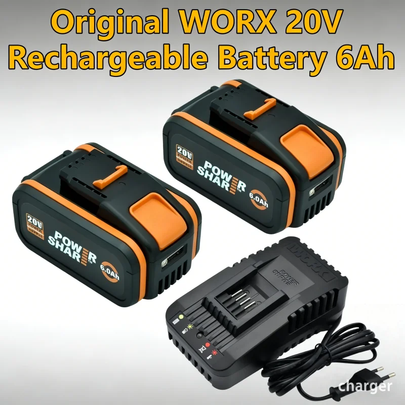 

WORX Original 20V Lithium Battery 6Ah/8Ah Power Share Replacement for WG630 WG629 Cordless Power Tools WA3014 WA3551