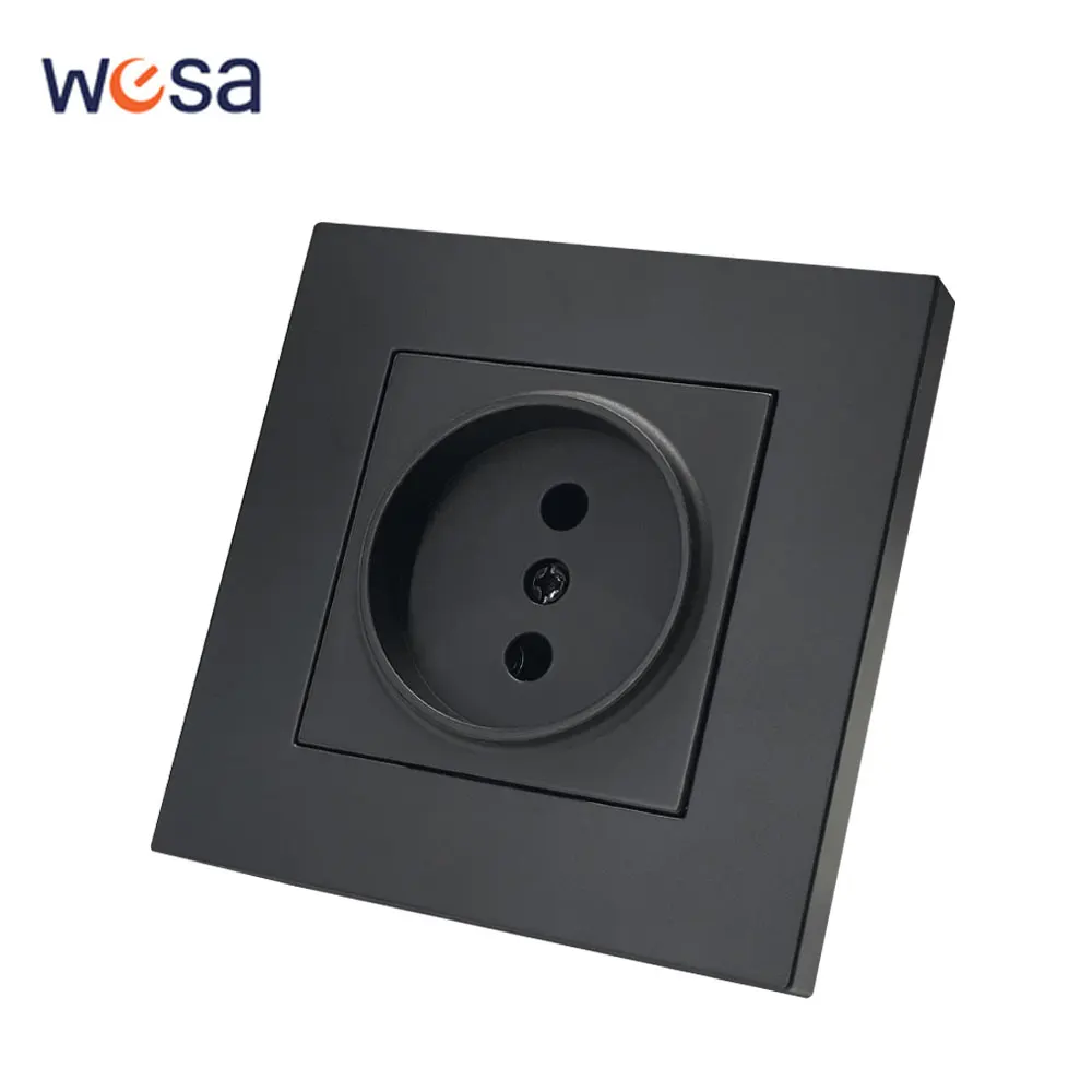 WESA Zwart Stopcontact 16A Standaard Stopcontact Met Aardstekker Vlamvertragende Spuitverf Plastic Paneel Stopcontact