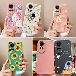 Cases For Oppo Reno 10 Pro 5G Flower Soft Smooth Liquid Silicone Lens Shockproof Back Cover For Oppo Reno10 Pro Coque Bumper