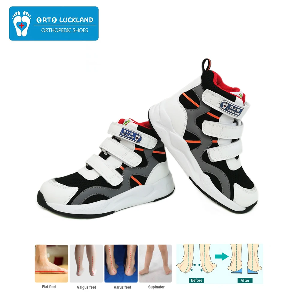 

Ortoluckland Kid Boys Sporty Shoes Children Girls Orthopedic Mesh Sneakers Leather Casual Boots With Orthotic Arch Support Sole