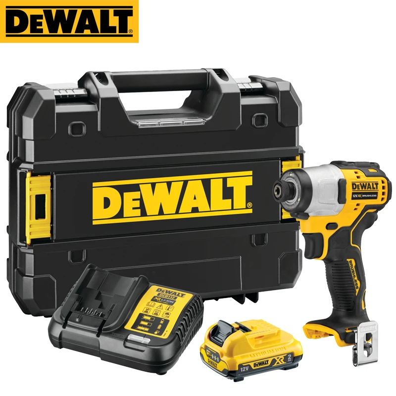 DEWALT-Xtreme Impacto Screwdriver Set, broca compacta, combinação Driver, XR sem escova, DCF801, 12V, 2.0Ah, 160Nm, 1/4