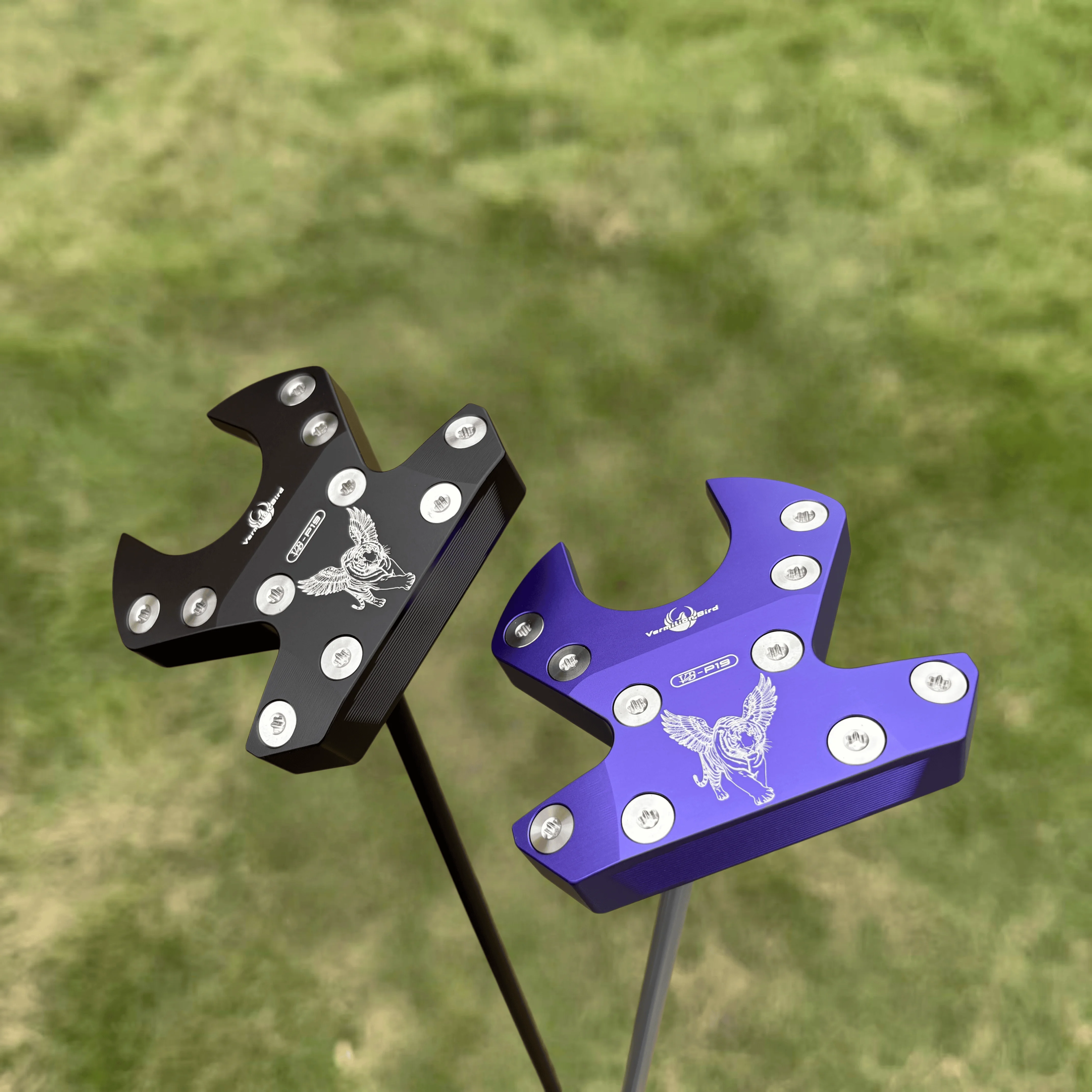 VERMILION BIRD VB-P19 Golf Putter, H-Type Mallet Head, Winged Tiger Pattern, Purple & Black 2 Colors, Multi-Weighted Stable Putt