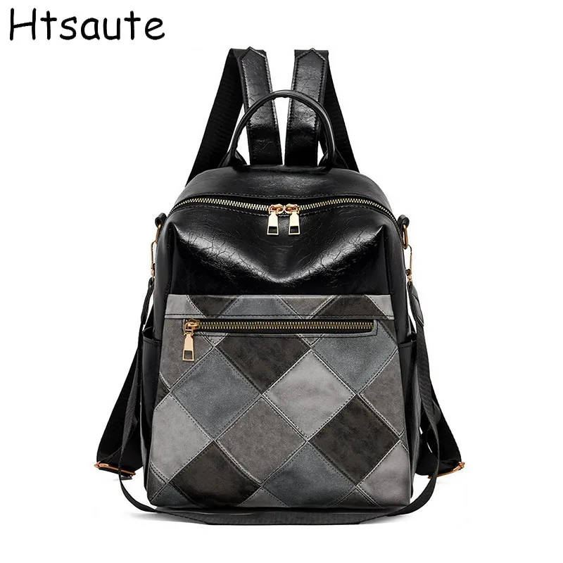 

Women PU Backpacks Travel Casual Waterproof Women's Shoulder Bags Female Large Capacity Oxford Rucksack Black Purse