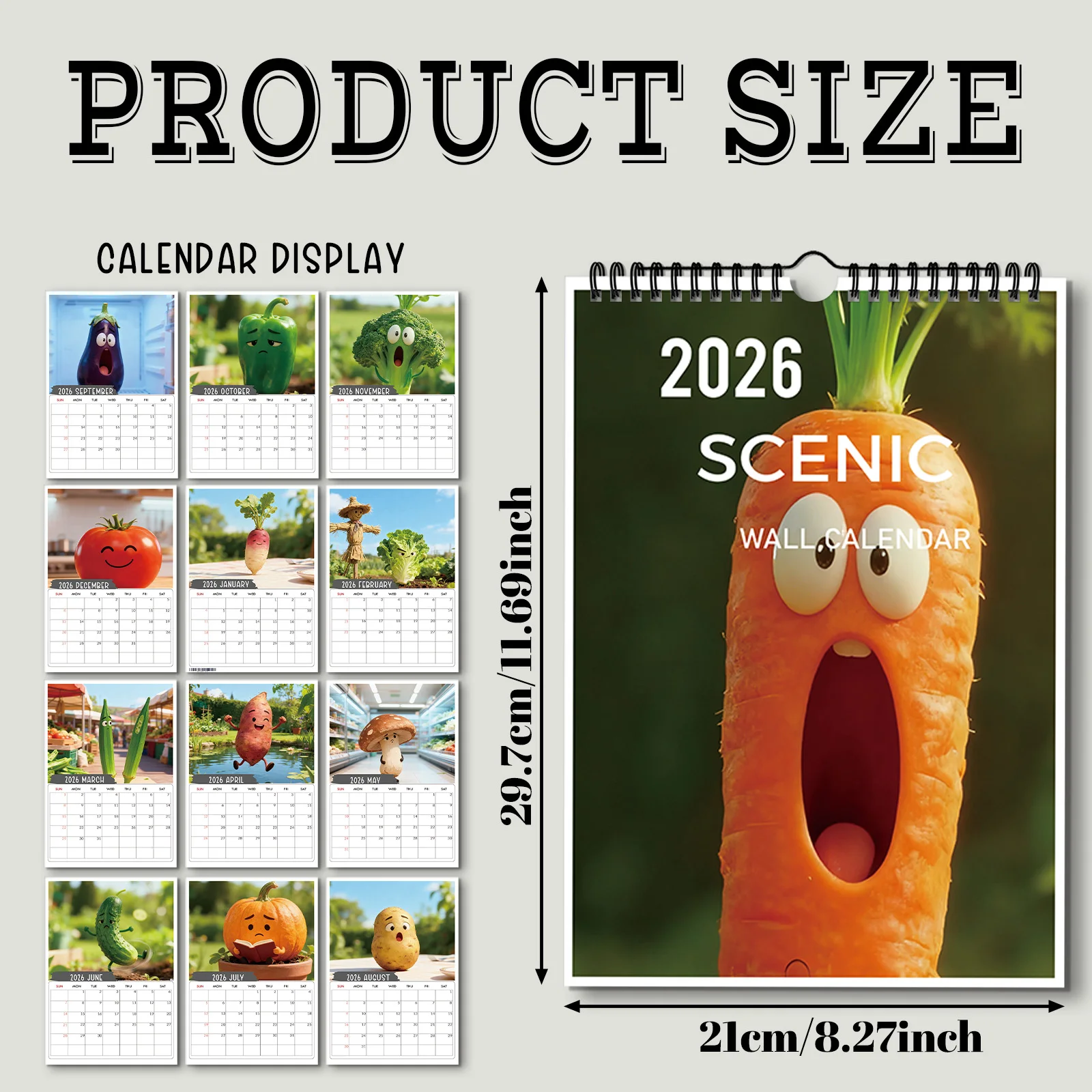 1 lustiger anthropomorpher Gemüsekalender, passend für Küchendekoration, ideal für kreative Designliebhaber, schönes Neujahrsgeschenk
