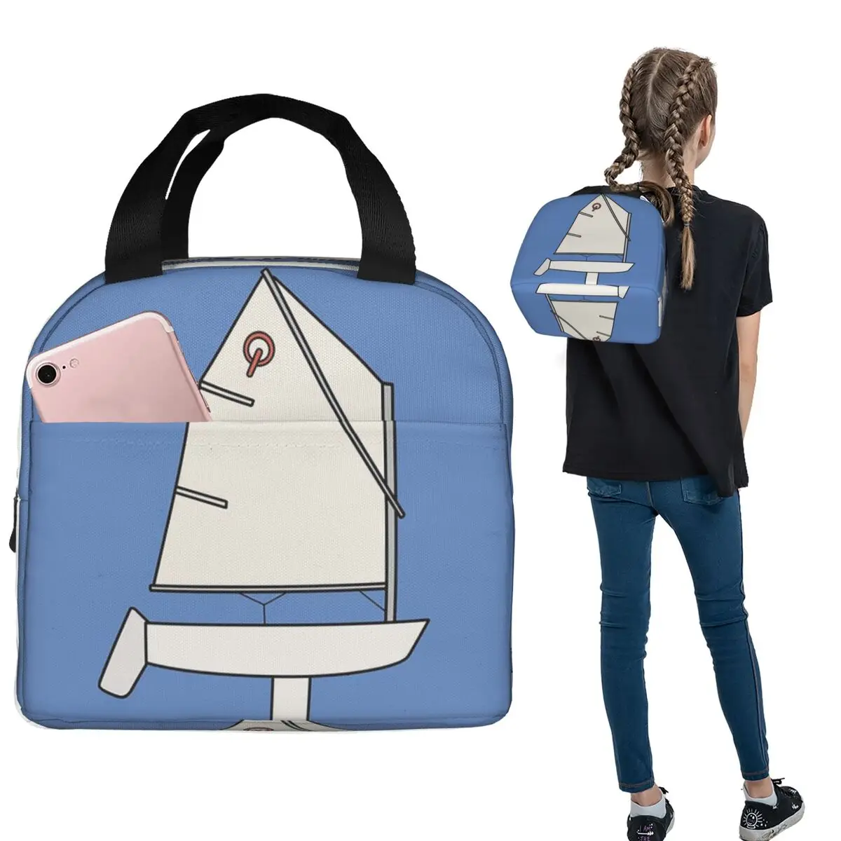 

Изолированная сумка для обеда Optimist Sailboat для женщин и детей, портативные контейнеры для еды, термосумка для обеда