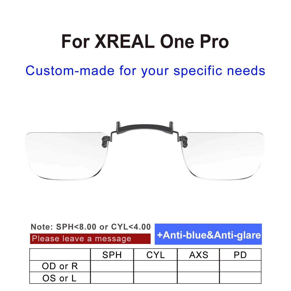 [Customized] Prescription Lenses for XREAL One Pro AR Glasses Myopia Astigmatism High-Definition Resin Lens Inserts Frame