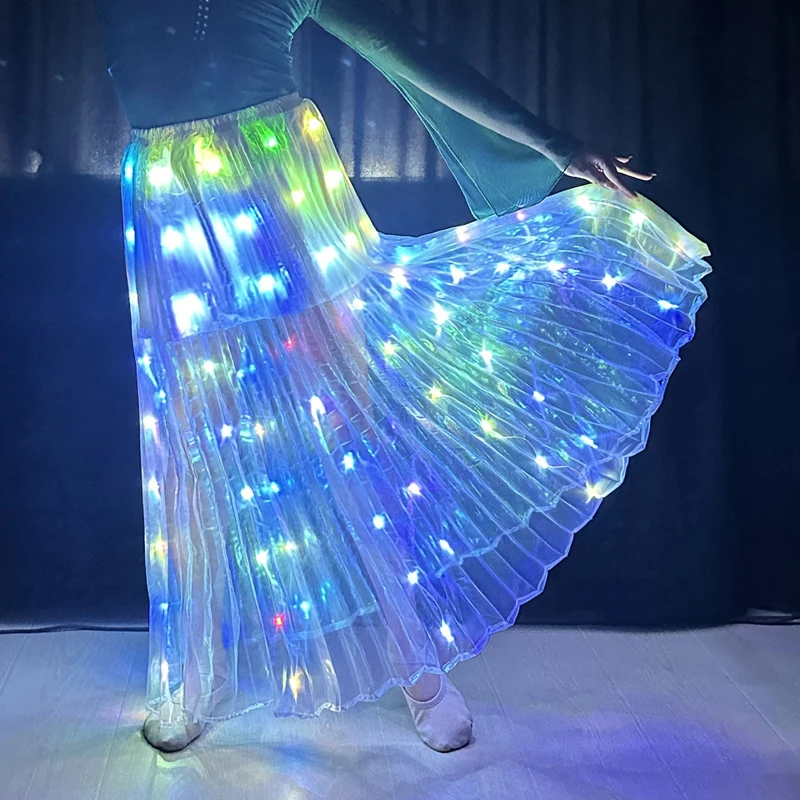 Led Skirt Women Belly Dancing Light Up Skirt Long Tutu for Girls Rave Accessories Glow Carnival Stage Performance Props
