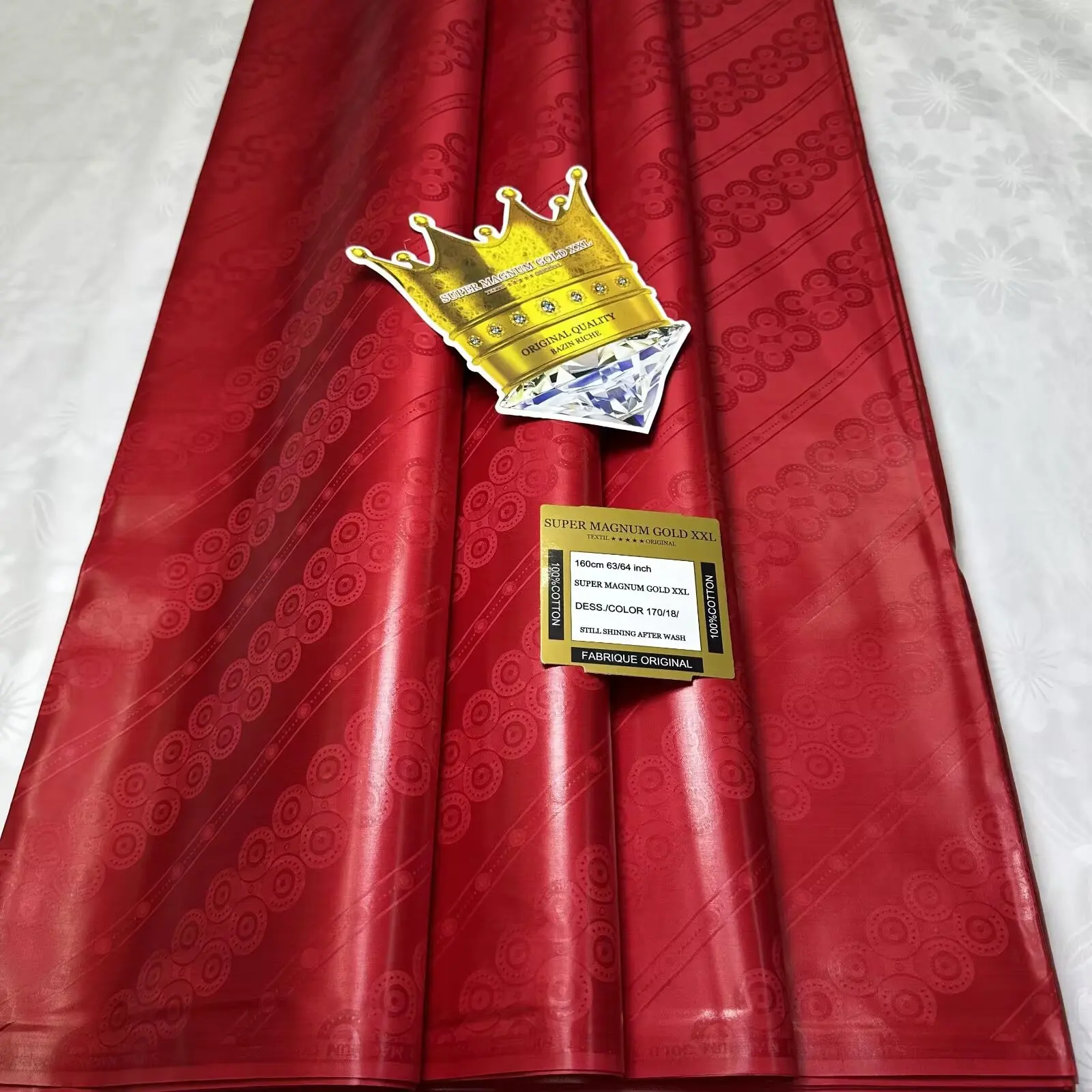 2025 การออกแบบล่าสุด 5 เมตรคุณภาพสูง Bazin Riche ผ้าผ้าแอฟริกัน 100% ผ้าฝ้าย Guinea Bazin Brode ผ้าสําหรับชุด