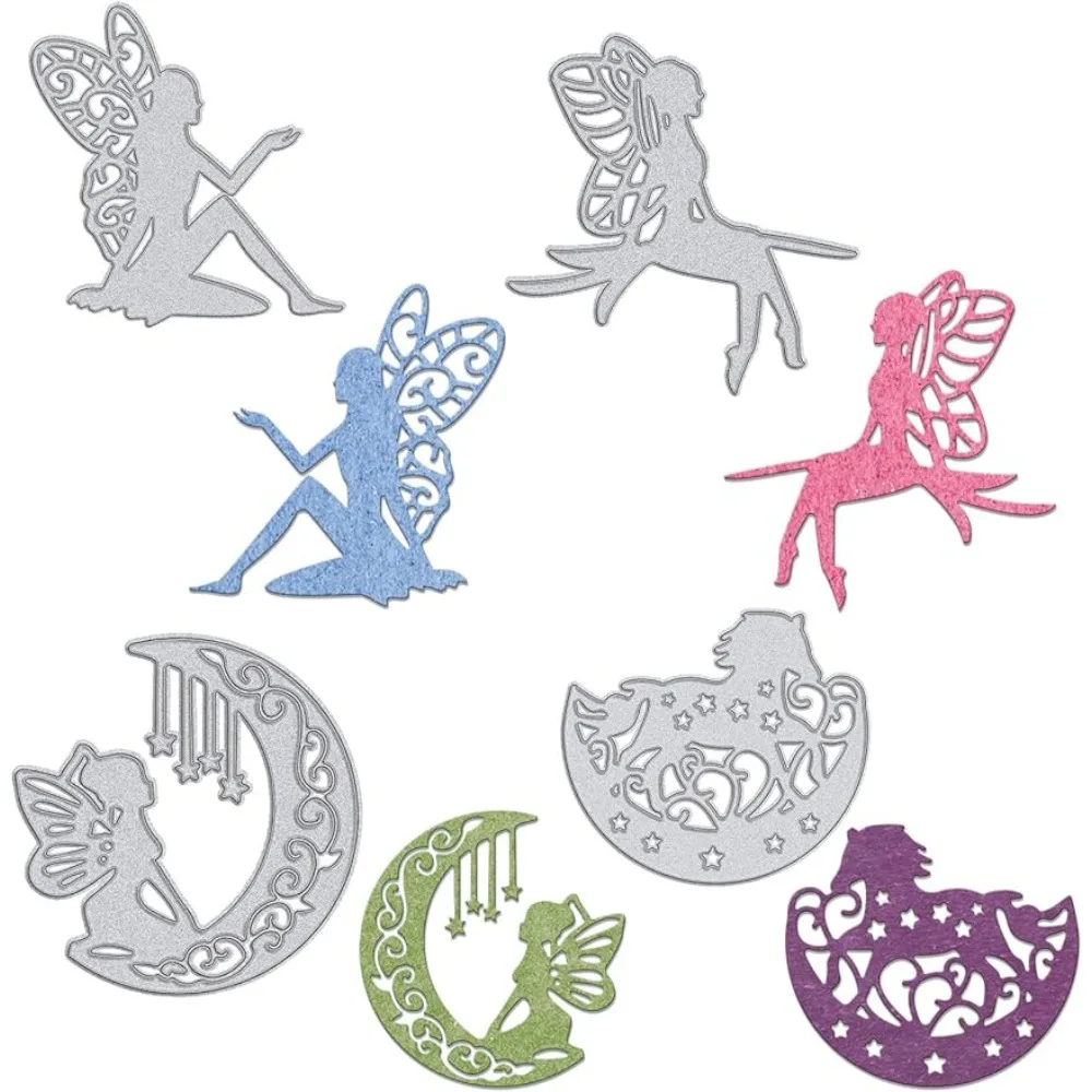 

4Pcs Metal Fairy Woman Cutting Dies Unicorn Stencil Template for Scrapbook Embossing Album Paper Card Craft Festival Decor