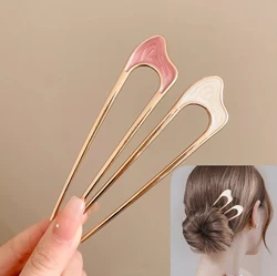 Enamel French Hairpins Metal U-Shaped Hair Clips Pins For Women Bun Maker Elegant Bridal Hair Stick Fashion Hair Accessories