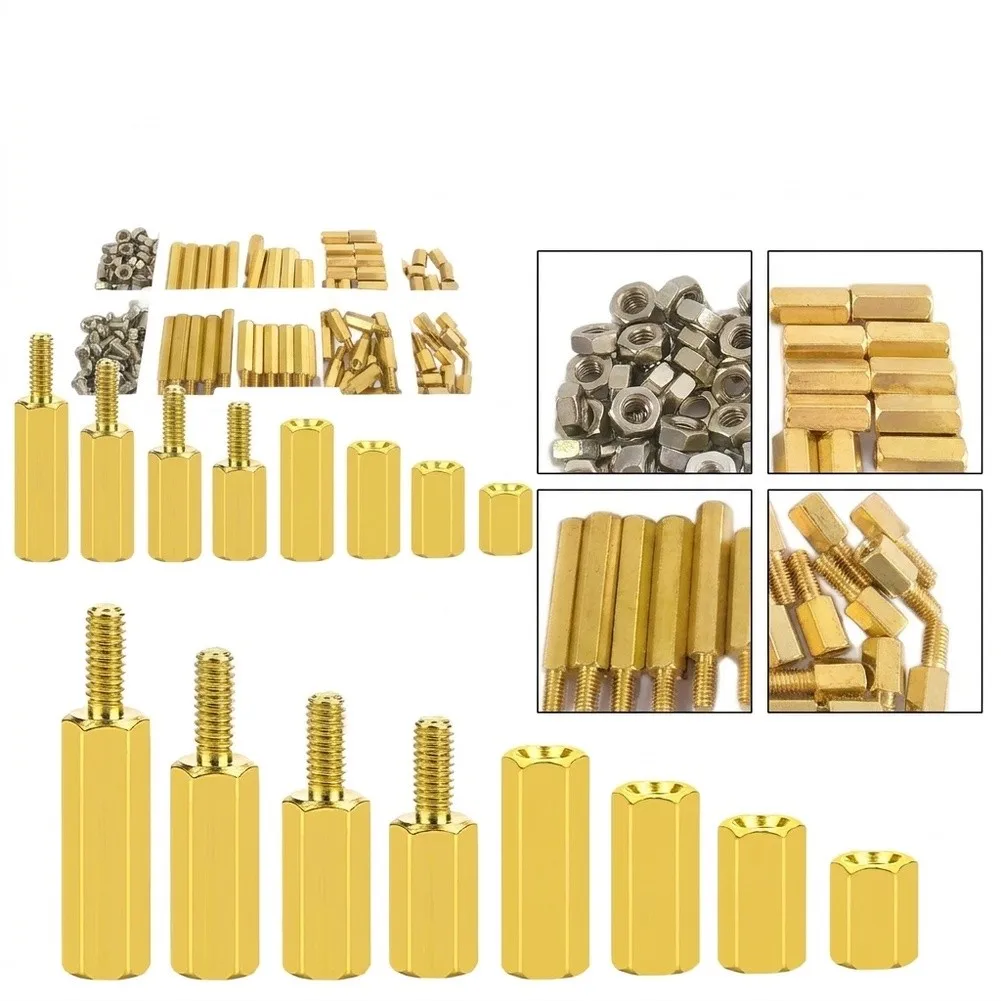 Brass 2.5mm Thread Hex Standoff Kit 180pcs Includes Screws and Nuts for Computer Case Modding and Hardware Builds