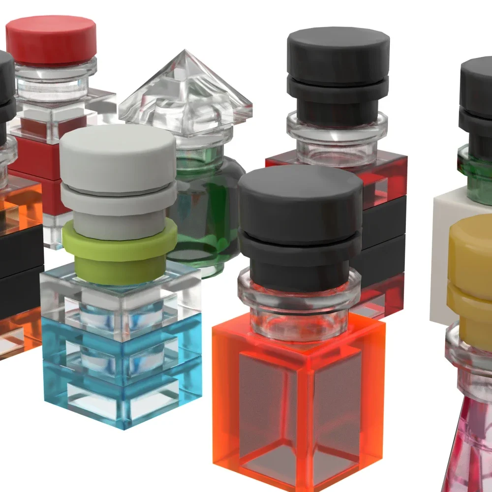 

WeBrick -99616 Transparent Color Wine Liquor Bottles Building Blocks Lab Poison Bottle Cute Tiny Decorations for Blocks Castle