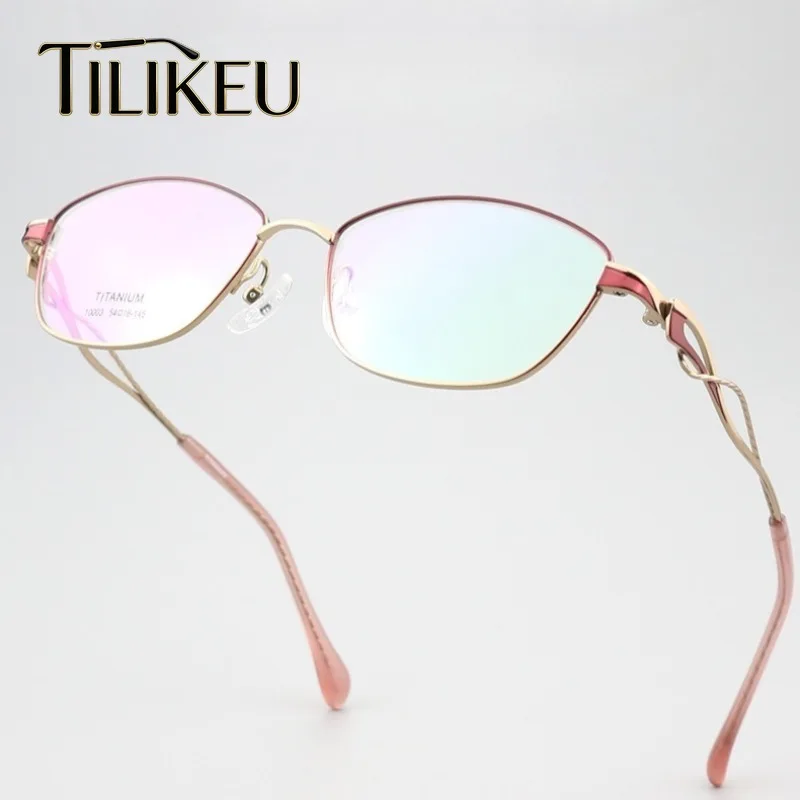 New Fashion Women Ultra-Light Pure Titanium Glasses Frame Luxury Retro Oval Anti Blue Myopia Designer Women Eyeglass Frames 2026