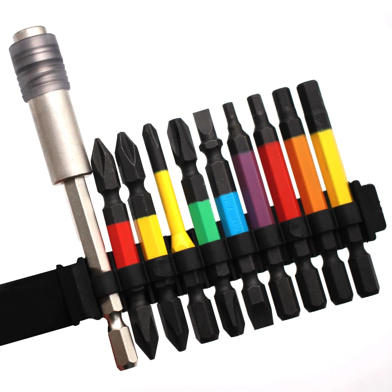 ANEX 9PCS Colorful Bit Set and Bit Extension Holder Both Manual and Electric PH/SL/HEX ACMH9-E