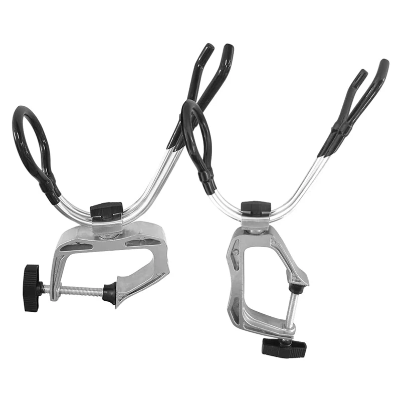 

2Pcs Boat Fishing Aluminum Alloy Rod Holder Fishing Pole Dock Holder Adjustable Dual-Use Clamp On Rod Holder For Boat