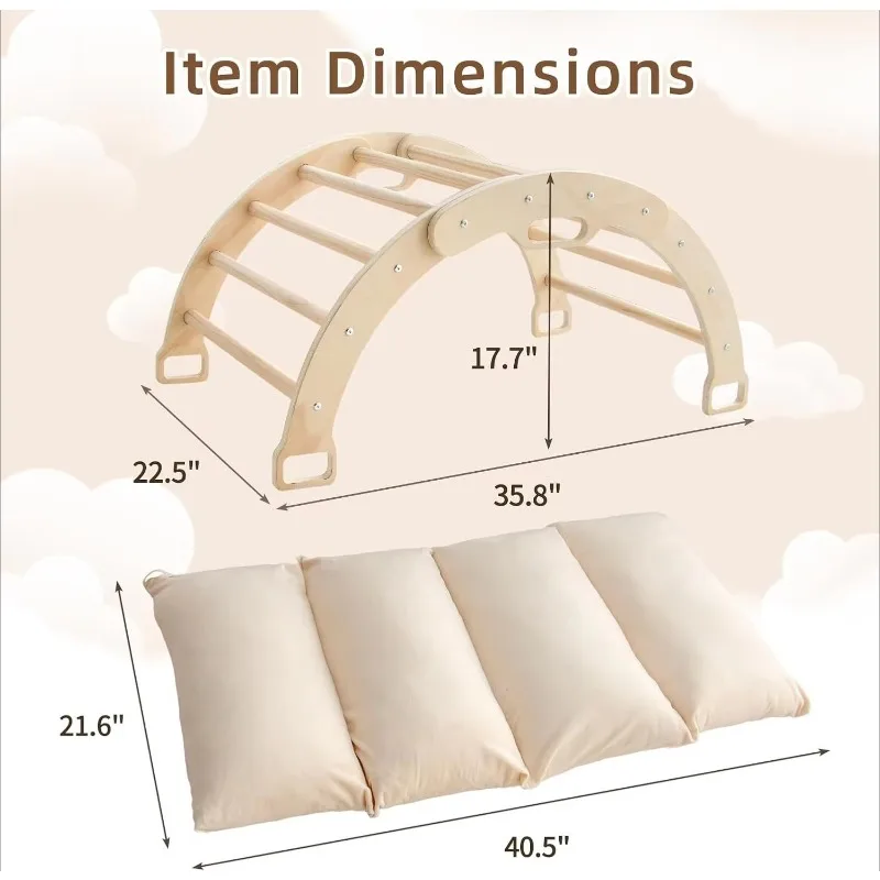 Children's Multifunctional Rainbow Arch Rocking Boat & Chair Children's Indoor Playground Educational Wooden Toys view 6
