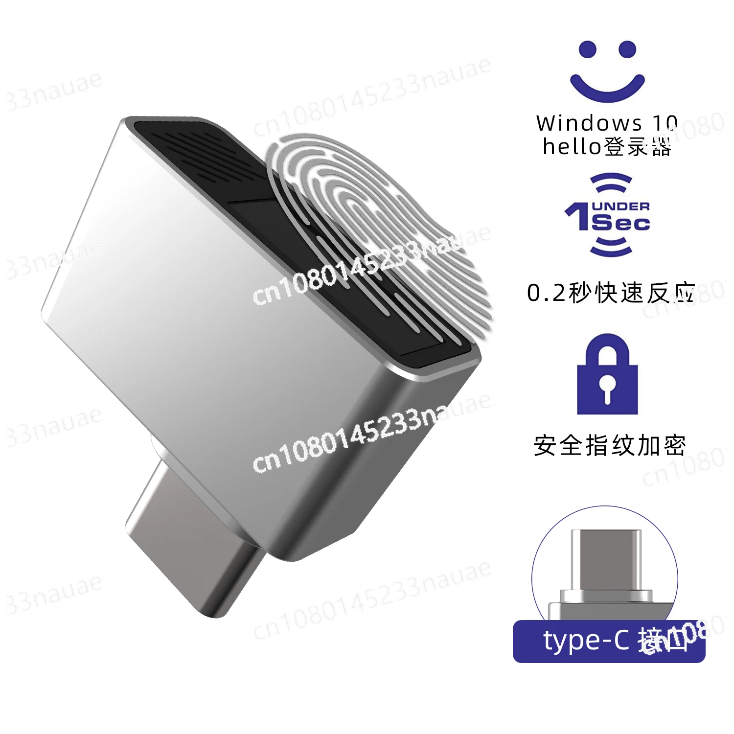 Computer USB Fingerprint Identifier TypeC Unlock Laptop Windows Hello Logger Win11